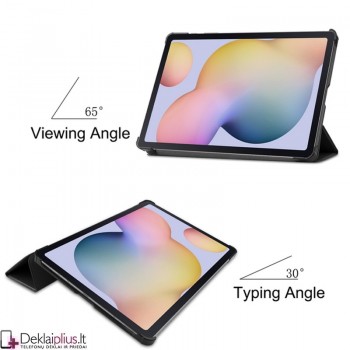 Dirbtinės odos atverčiamas dėklas planšetei - raudonas (Samsung Tab S7 Plus (T970/T976)/Tab S8 Plus (SM-X806-Tab S7 FE (T730/T736)